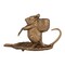 Hello Honey Mouse-on-Leaf Cast Metal Taper Holder, Antique Gold